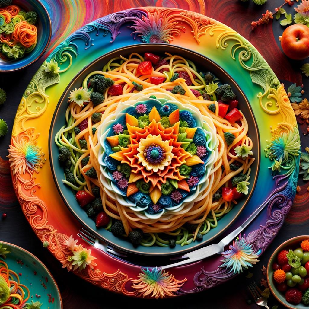 Rainbow Spaghetti Mandala: A Fantasycore Masterpiece
