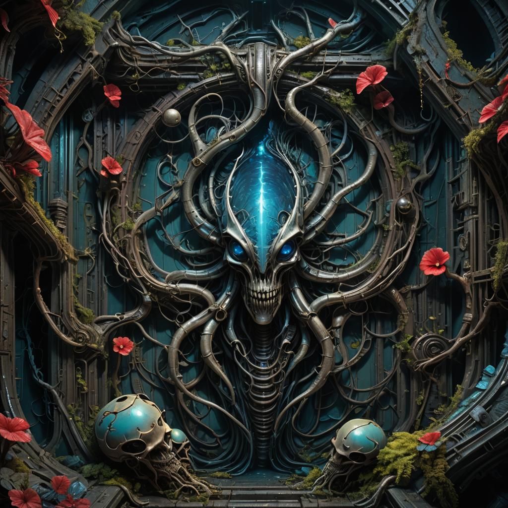 Bioluminescent Alien Ruin: Fantasy Concept Art