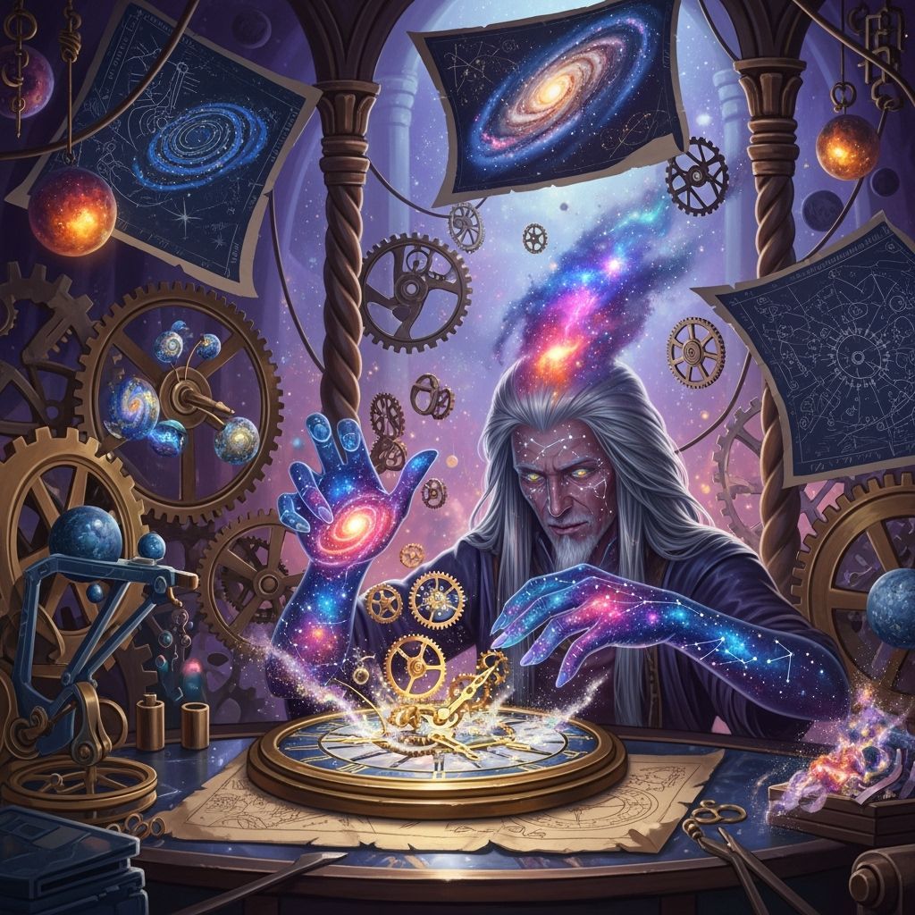 Cosmic Clockmaker's Celestial Workshop: A Digital Painting