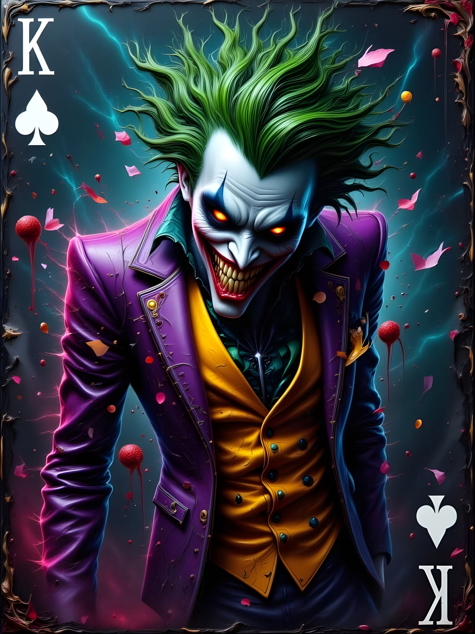 Wicked Joker Card in Comic Book Art Style