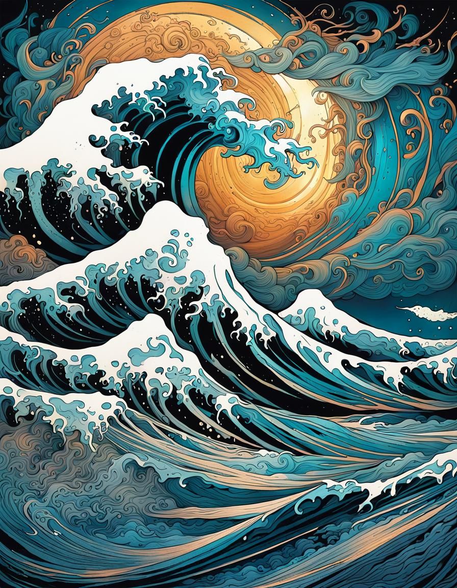 Chaotic Seas: A Hyperrealistic Galactic Masterpiece