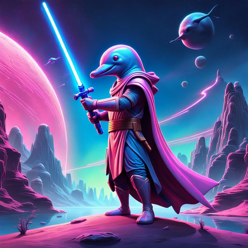 Heroic Pink River Dolphin Jedi Knight in 3D