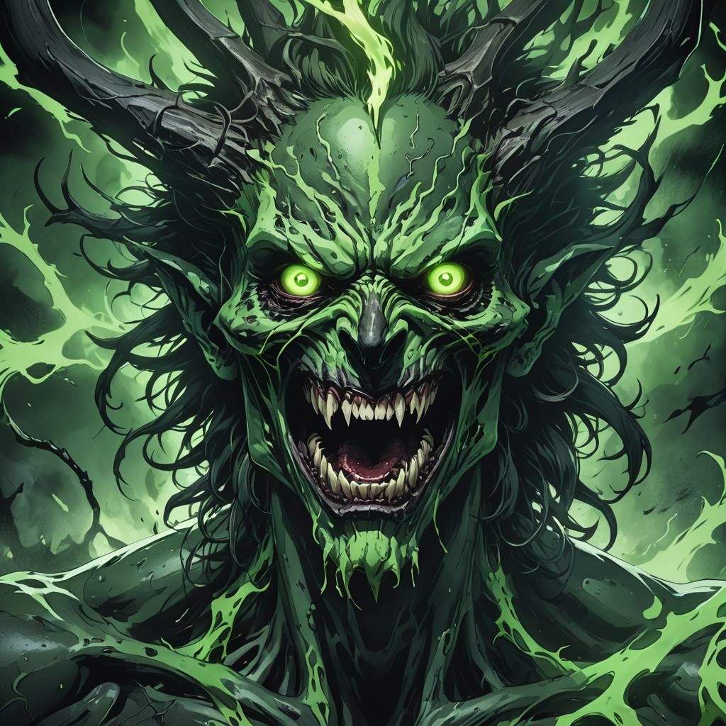 Demonic Wendigo Scream in Dark Anime Style