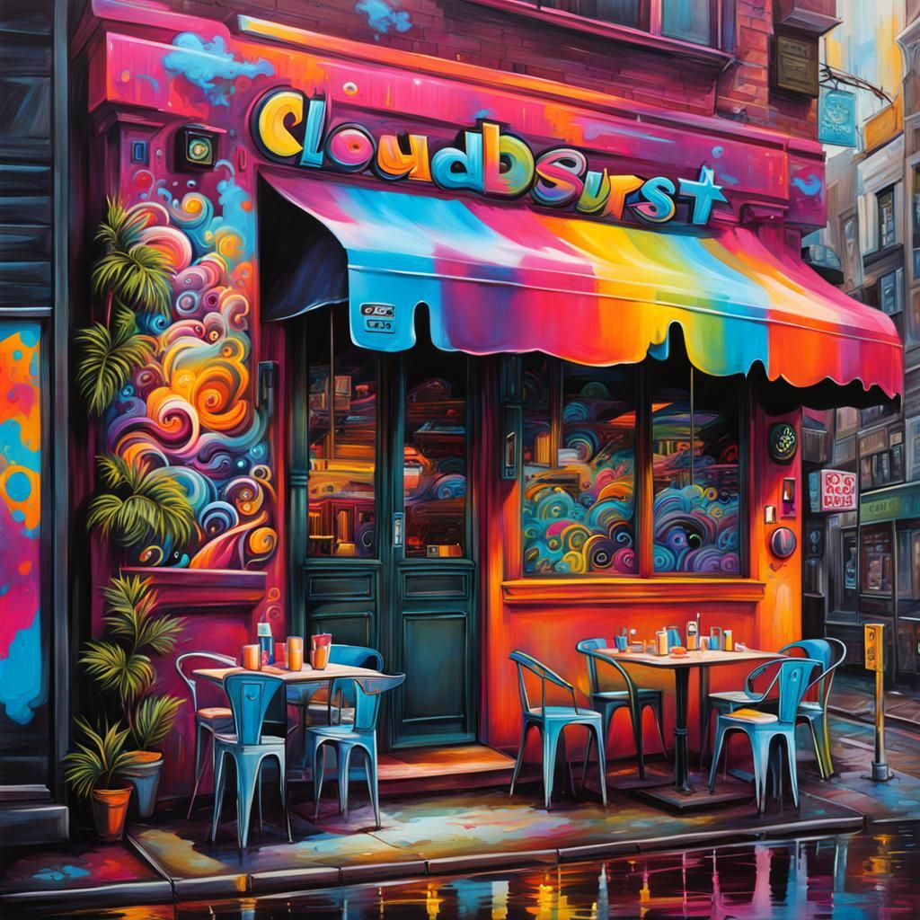 Colorful Graffiti Art of Cloudburst Cafe