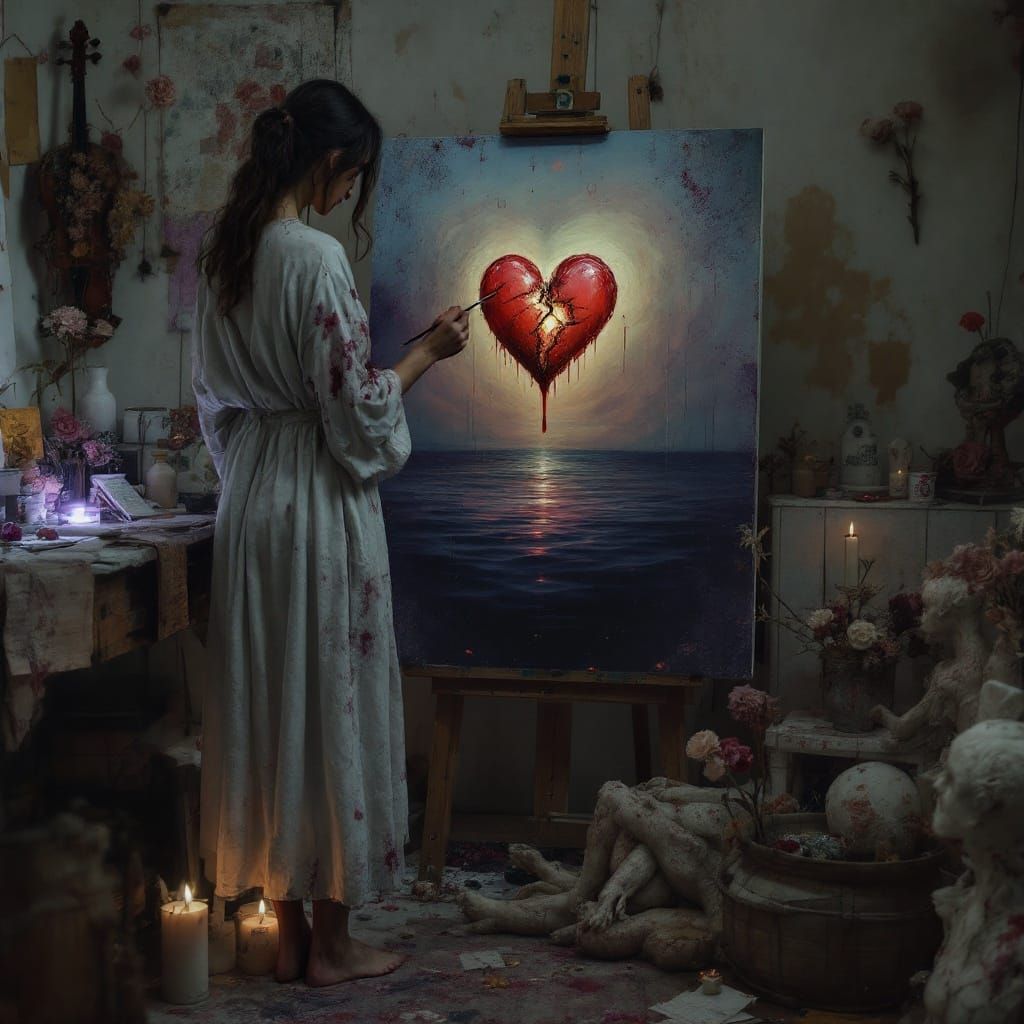 Surrealistic Portrait of a Woman in a Creative Sanctuary