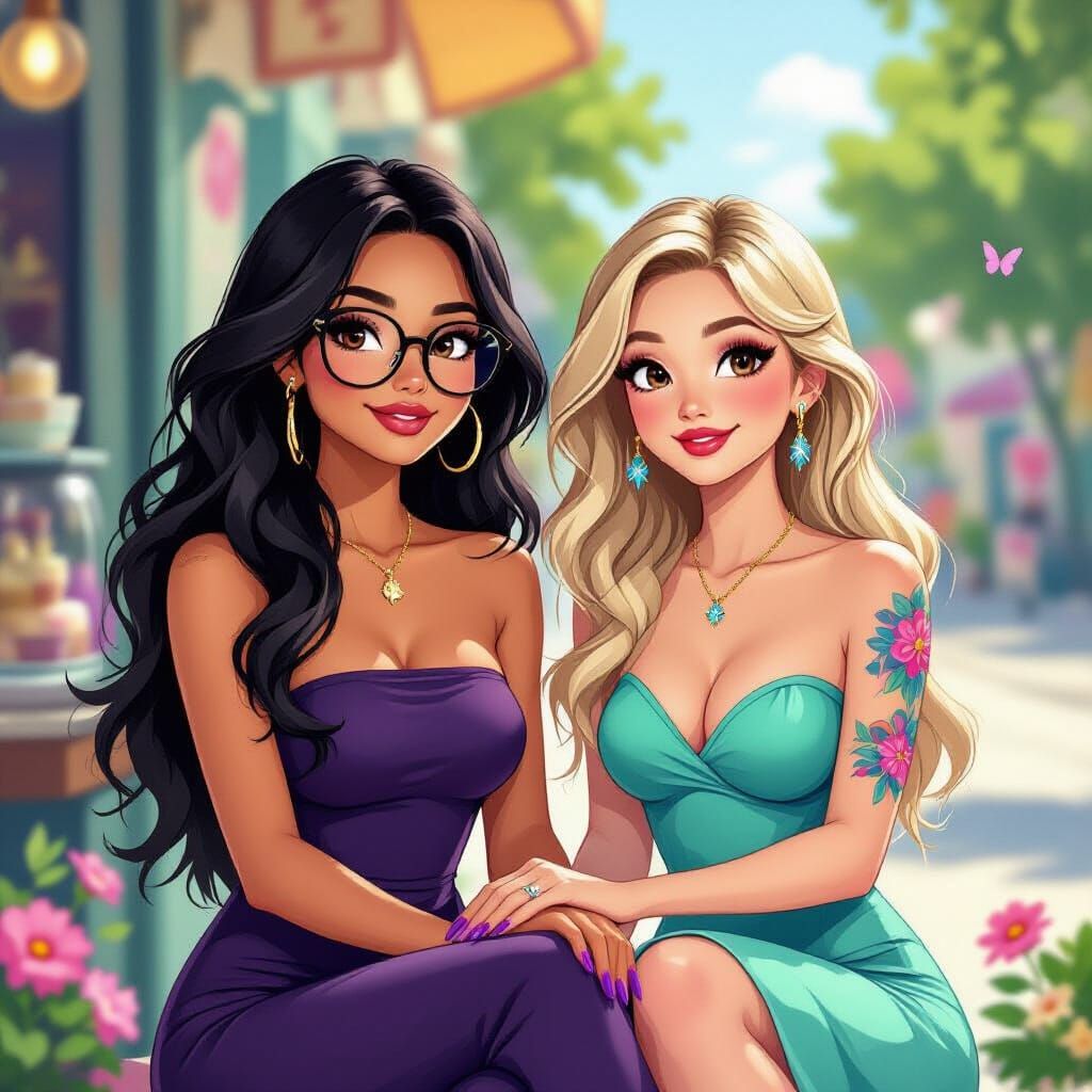 Two Friends at a Coffee Shop, Anime Style