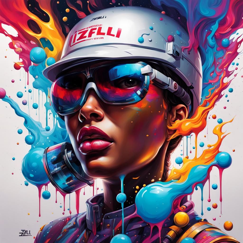 Futuristic Water Station in Graffiti Street Art Style