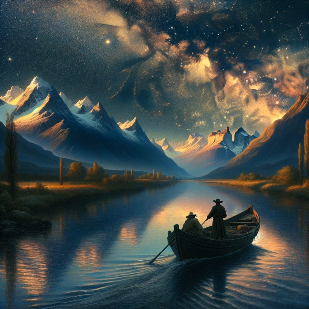 Riverboat at Twilight: A Dutch Golden Age Scene