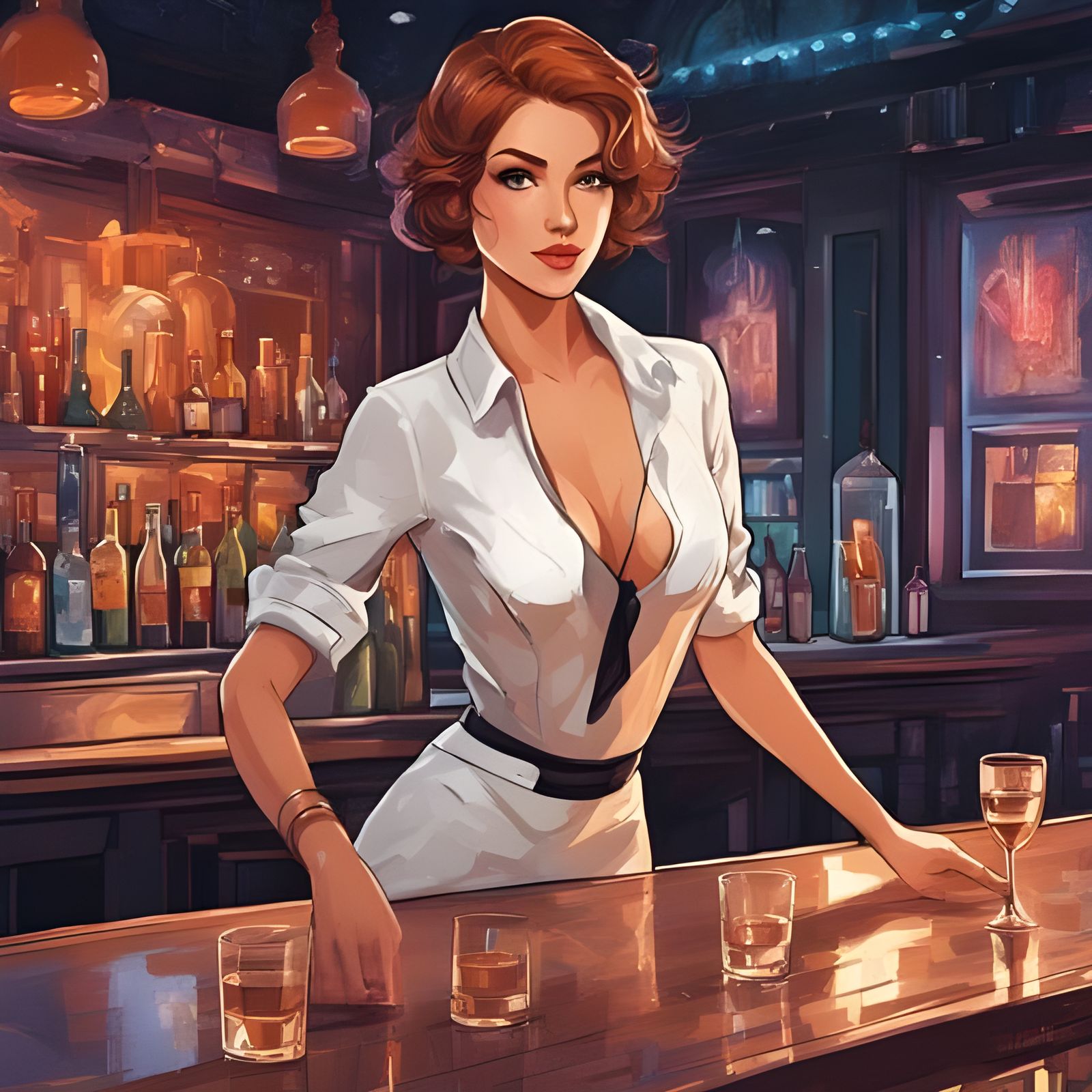 Italian Bartender Dancing: Splash Art Portrait