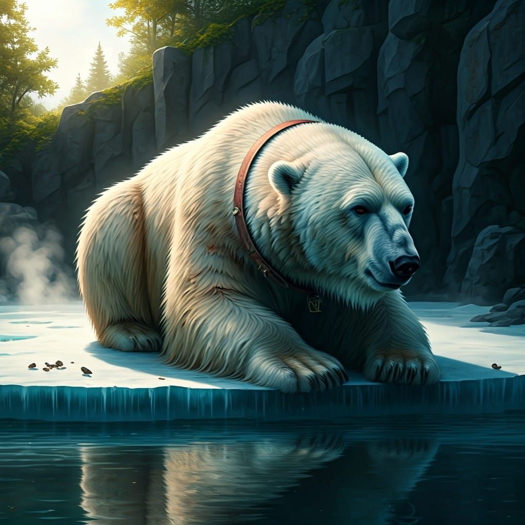 Depressed Polar Bear in Dystopian Zoo Landscape