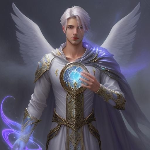 Aasimar Lunar Sorcerer in Ethereal Fantasy Style