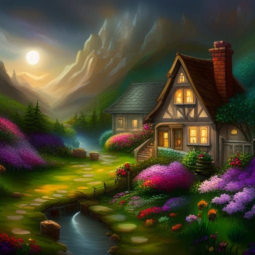 Isometric Garden House in RPG Cartoon Style