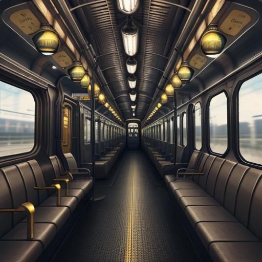 Steampunk Train Arrives at the Station