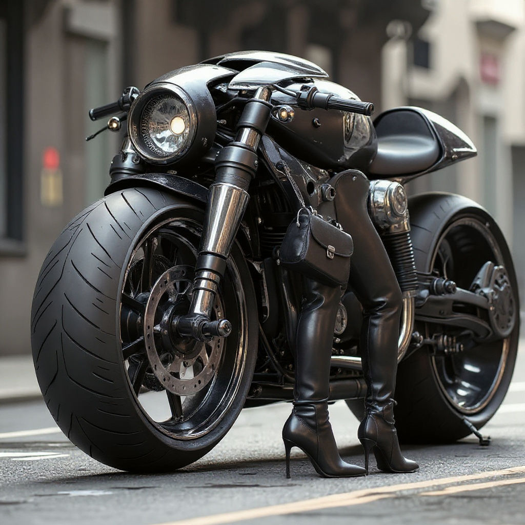 Motorcycle Tire Boots and Handbag Set