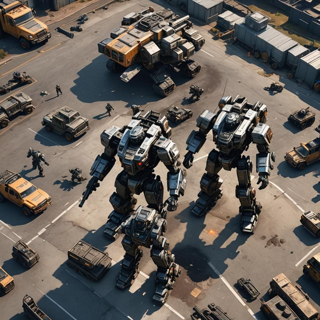 Futuristic Armored Mech Fusion in Sci-Fi Scene