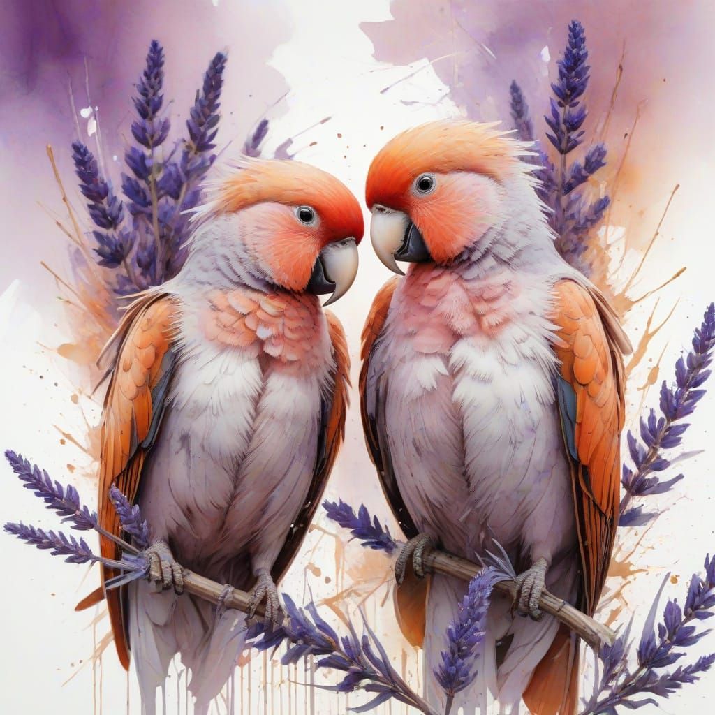 Lovebirds in Provence: Neo-Impressionist Oil Painting