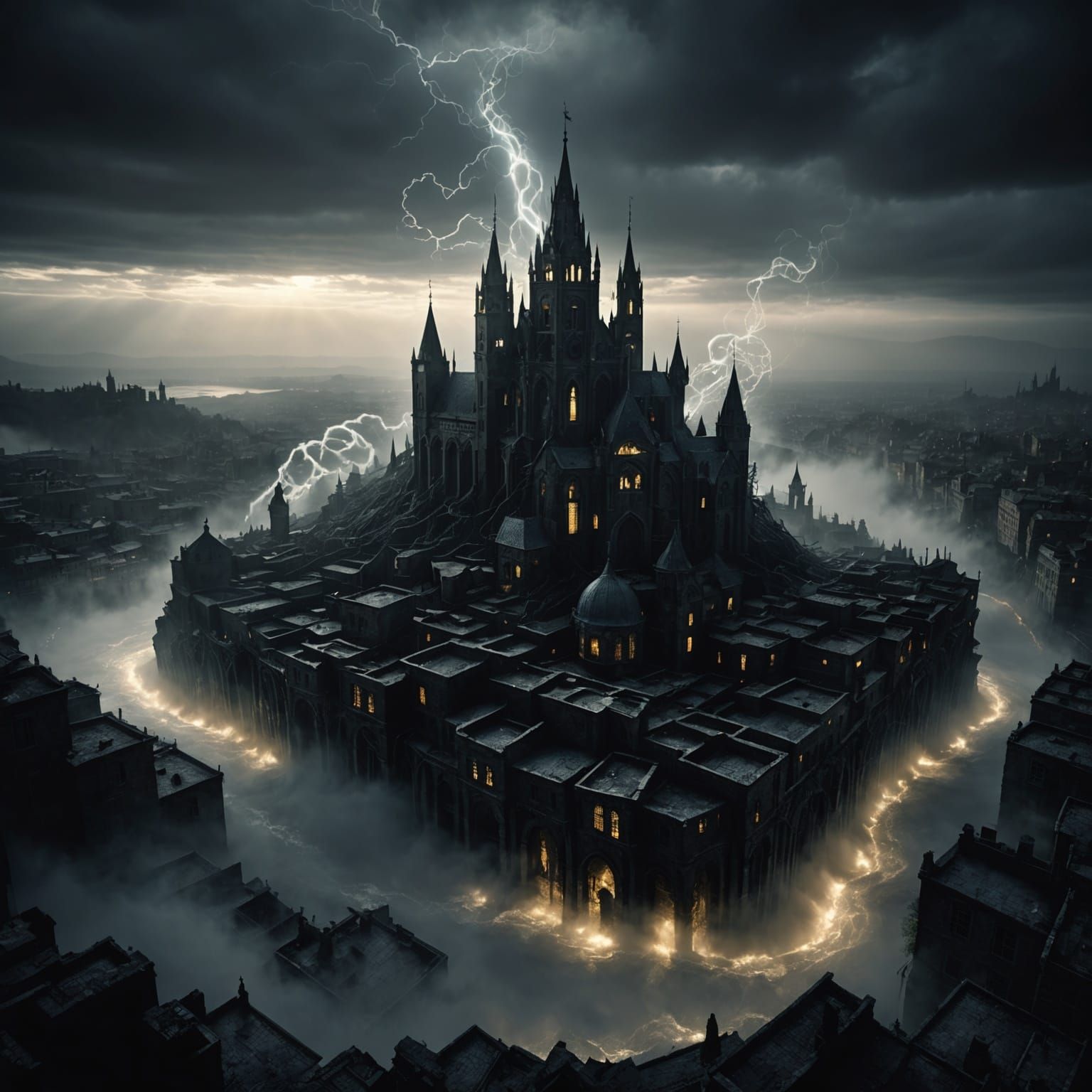 Eerie Glass A in Fog: Dark Fantasy 3D Render