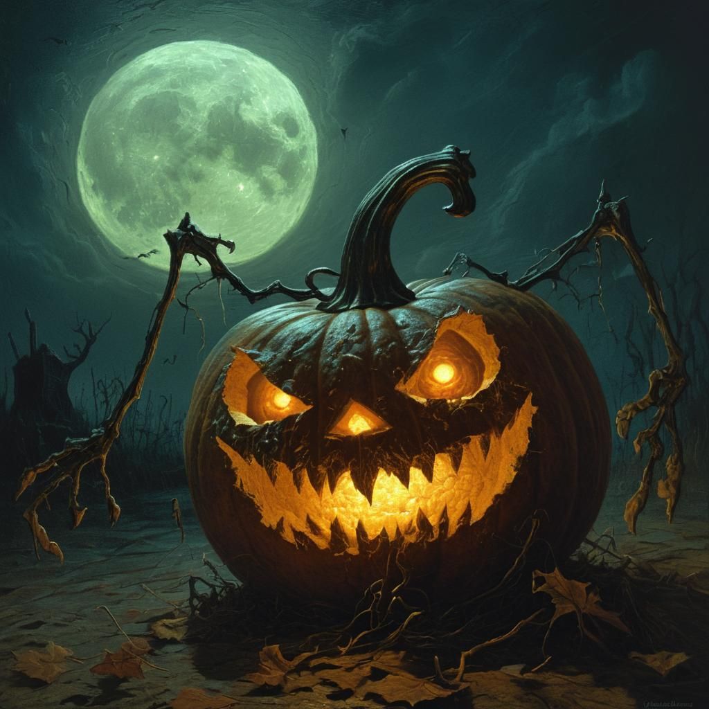 Glowing Pumpkin Illuminates a Dark Fantasy Dance