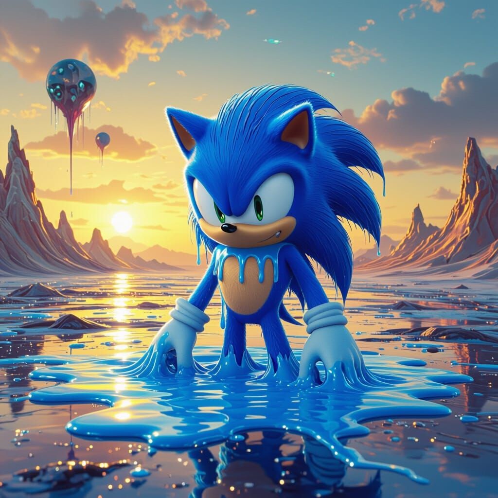 Sonic Melting in Surreal Dali-esque Landscape