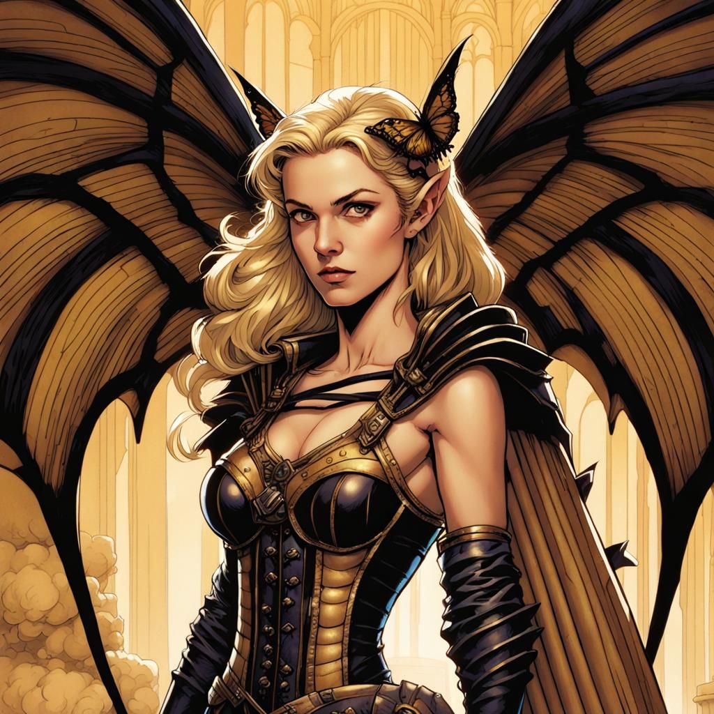 Fairy Bard with Panflute in Comic Book Art Style