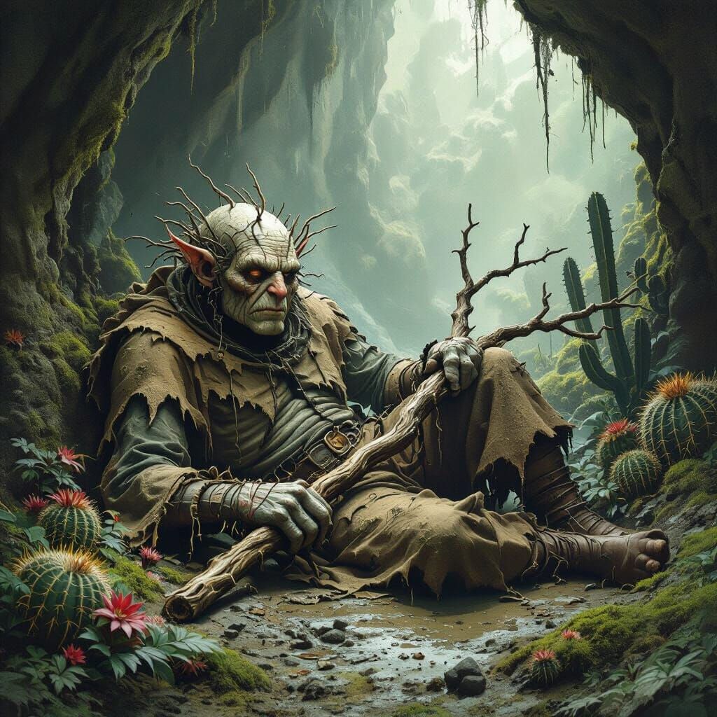 Gloomy Cavern Troll in Dystopian Style