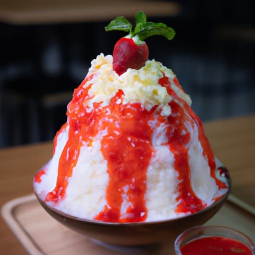 Strawberry Cheese Bingsu Professional Photograph