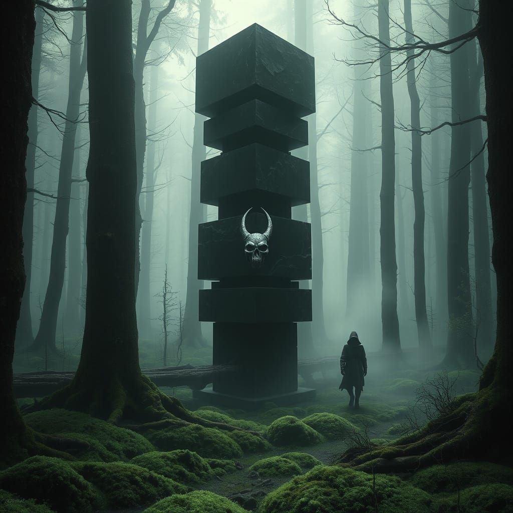 Mysterious Obsidian Forest in Dark Fantasy Style