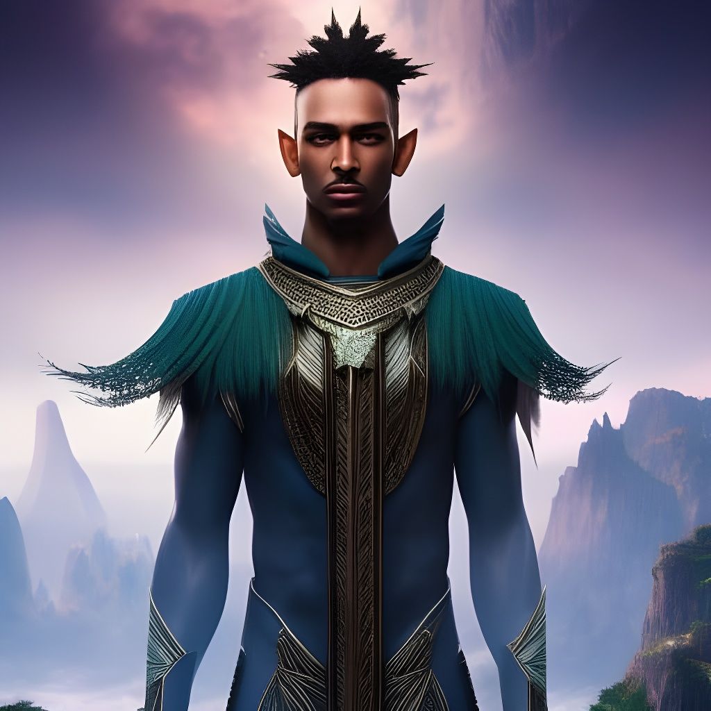 Elegant Elf Man Portrait in Oil on Canvas