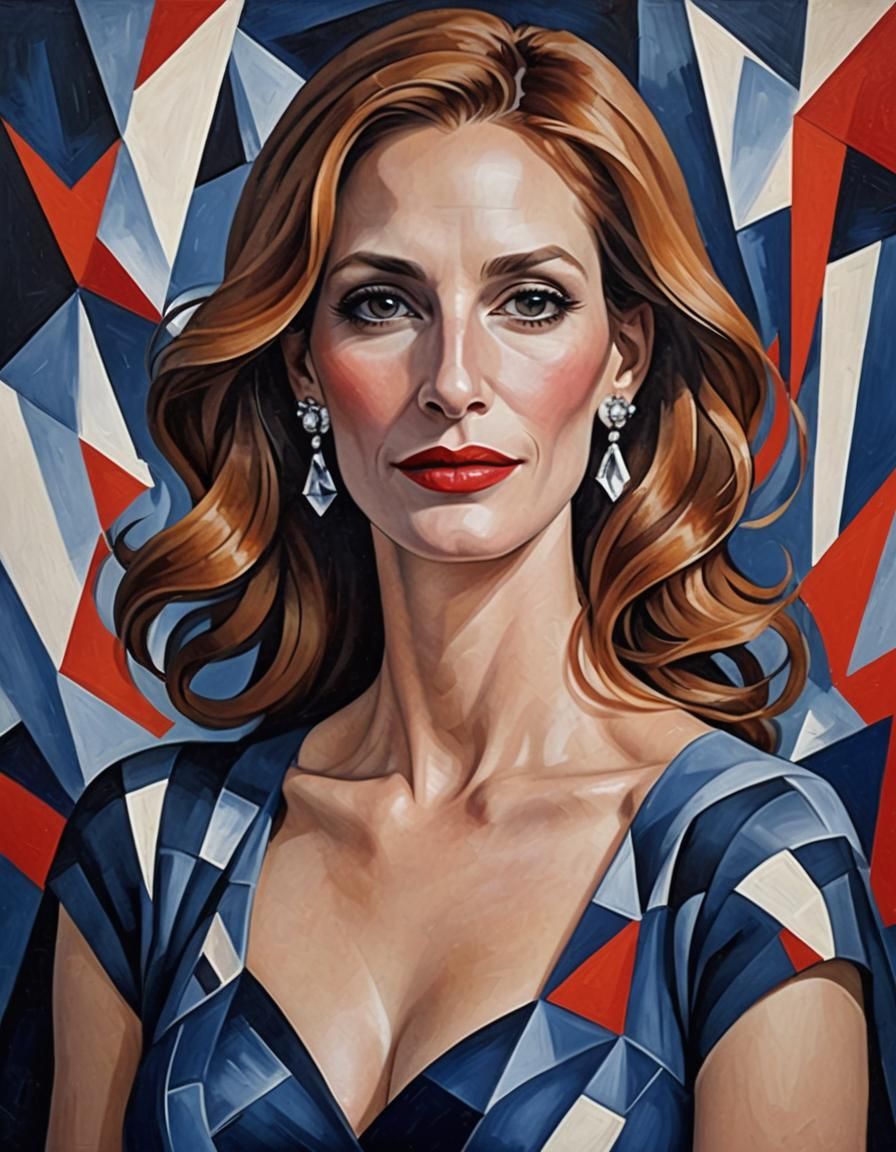 Elegant Portrait in Abstract Cubism Style