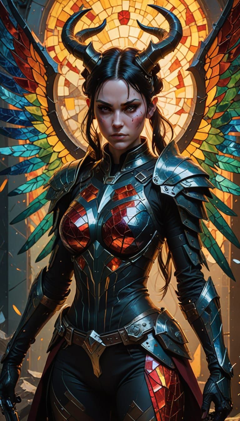 Majestic Demon Hunter in Shattered Glass Landscape