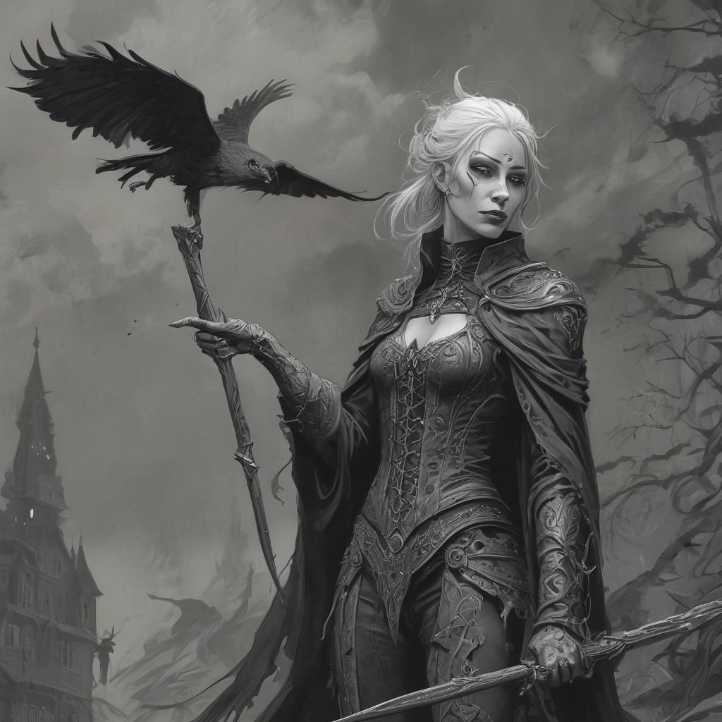 Banshee of Niflheim in Ink and Brush Style