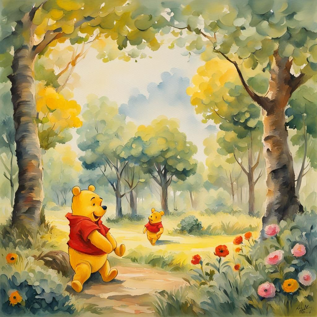 Winnie the Pooh in Gouache Style