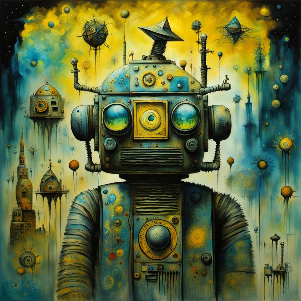 Futuristic Robot in Nepal: Surreal Sci-Fi Art