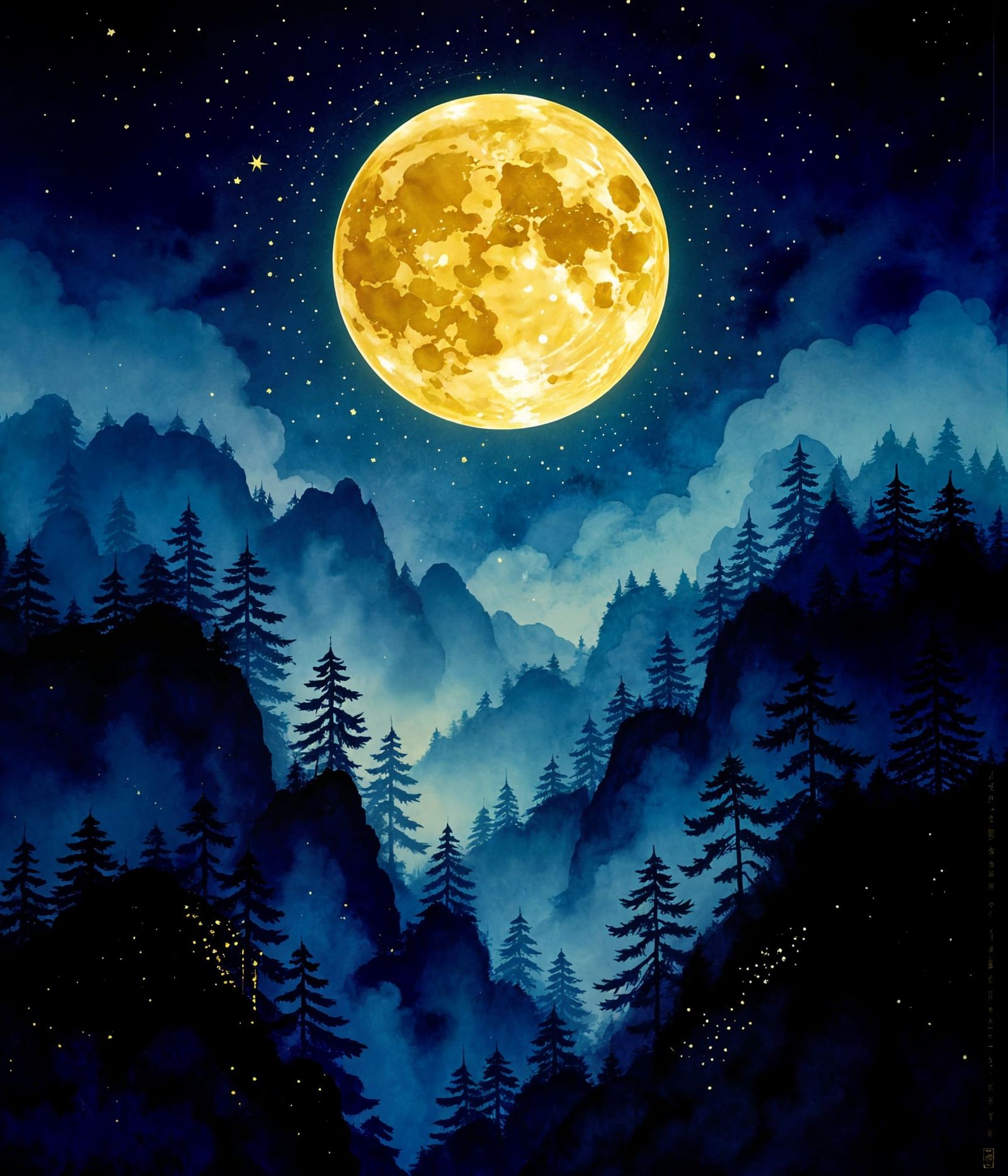 Luminous Forest Dreamscape in Watercolor Style