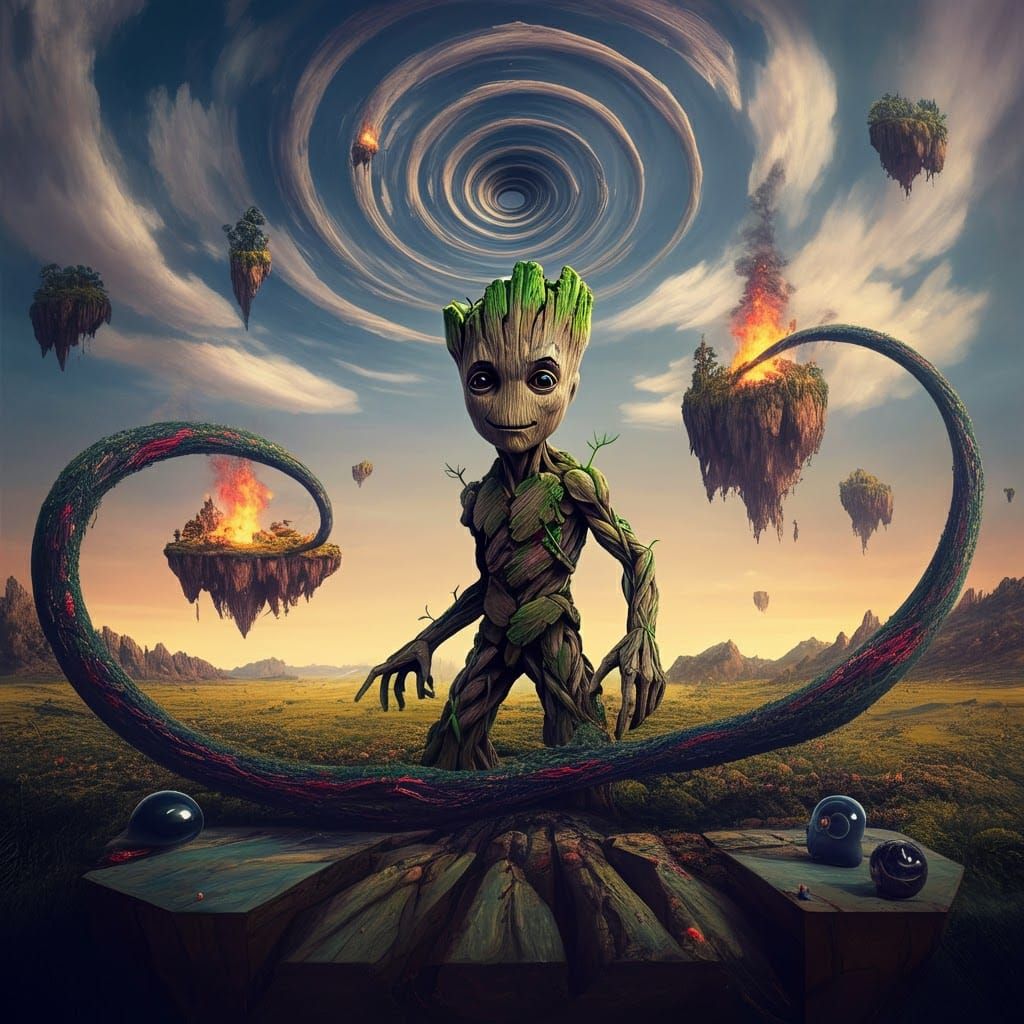 Surreal Landscape with Twisting Flora