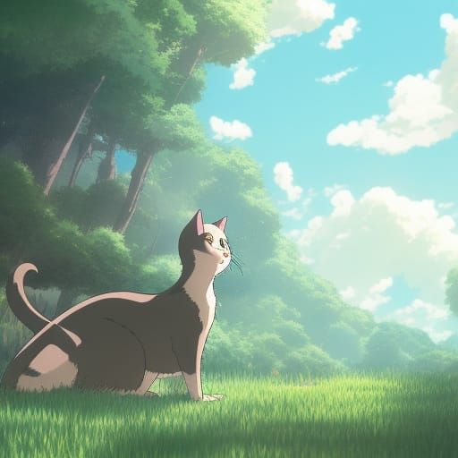 Cat in Studio Ghibli Anime Style