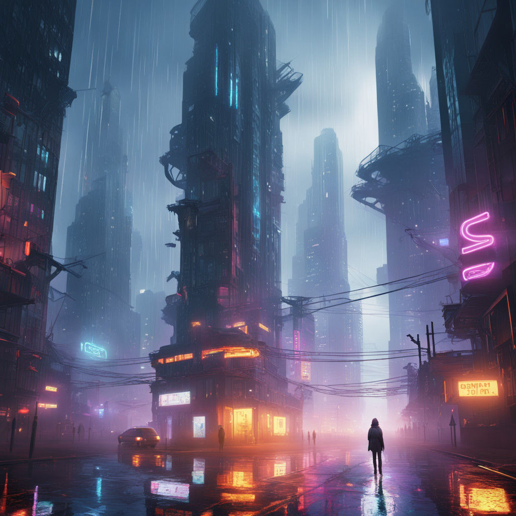 Neon Dreams in a Dystopian Metropolis