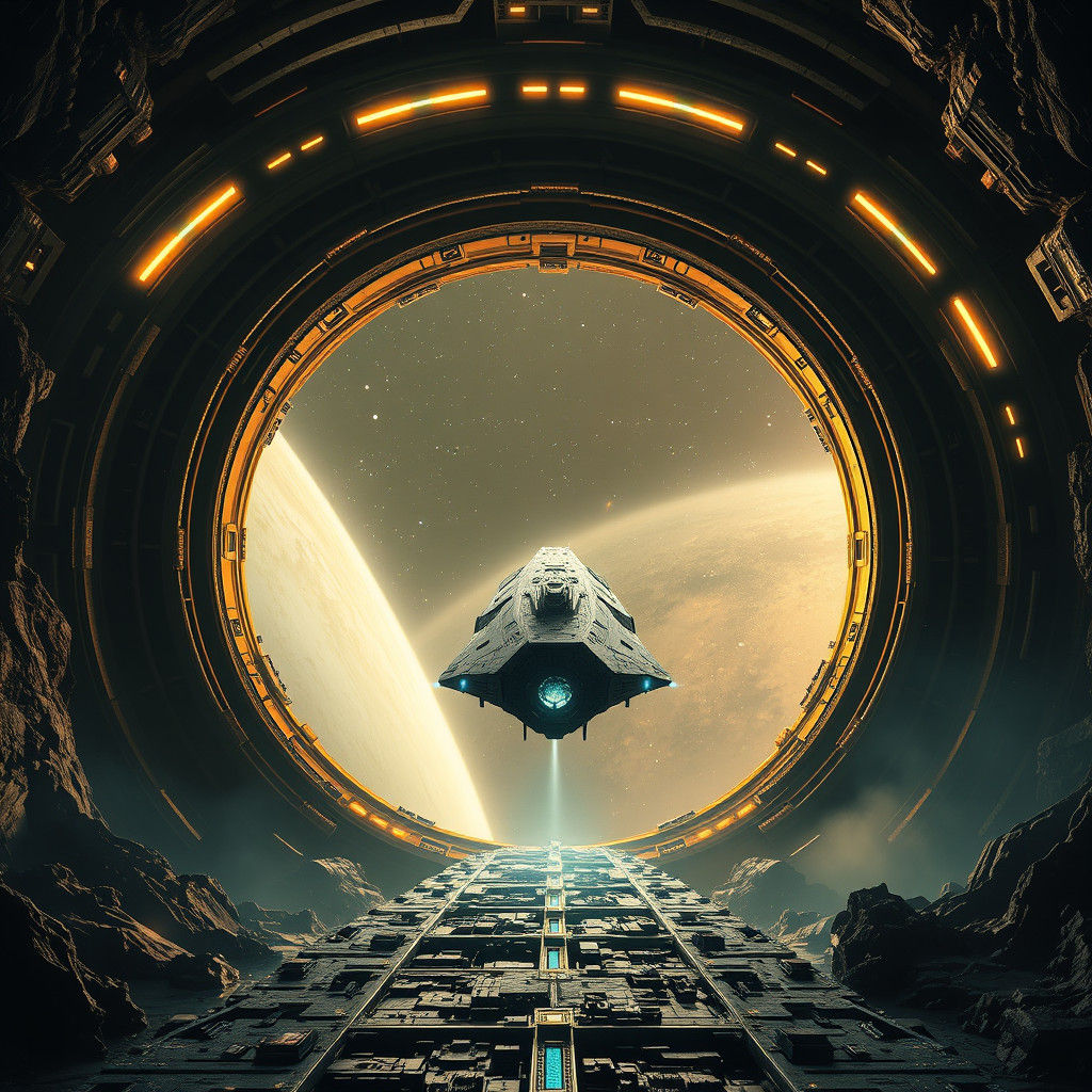 Spaceship Journey Through Stargate: Digital Matte Painting