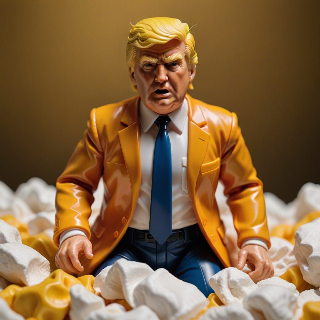 Donald Trump Action Figure in Diaper, Vibrant Toy Photograph...