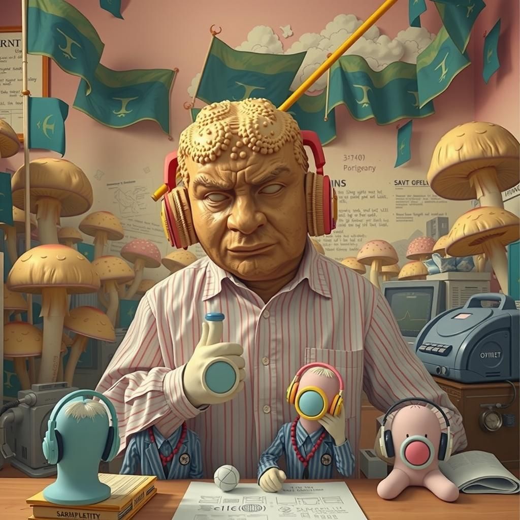 Surreal Mushroom Convention with Bubblegum Bureaucrats