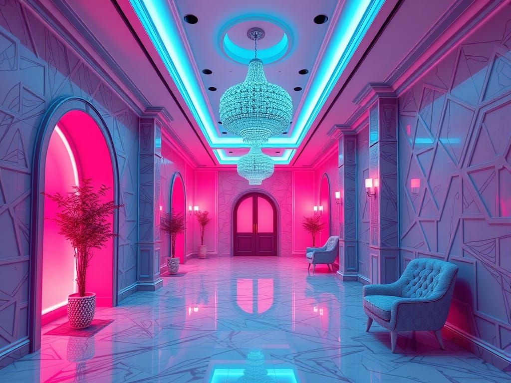 Surreal Baroque Scene with Dynamic Lighting in Ultraminimal...