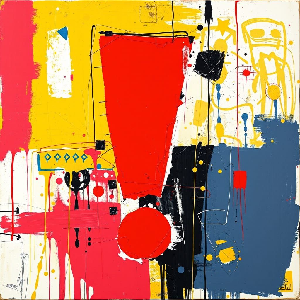 Bold Red Exclamation Point in Abstract Geometric Style