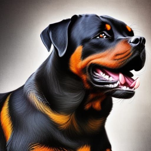 Hyperrealistic Rottweiler Splash Art Portrait
