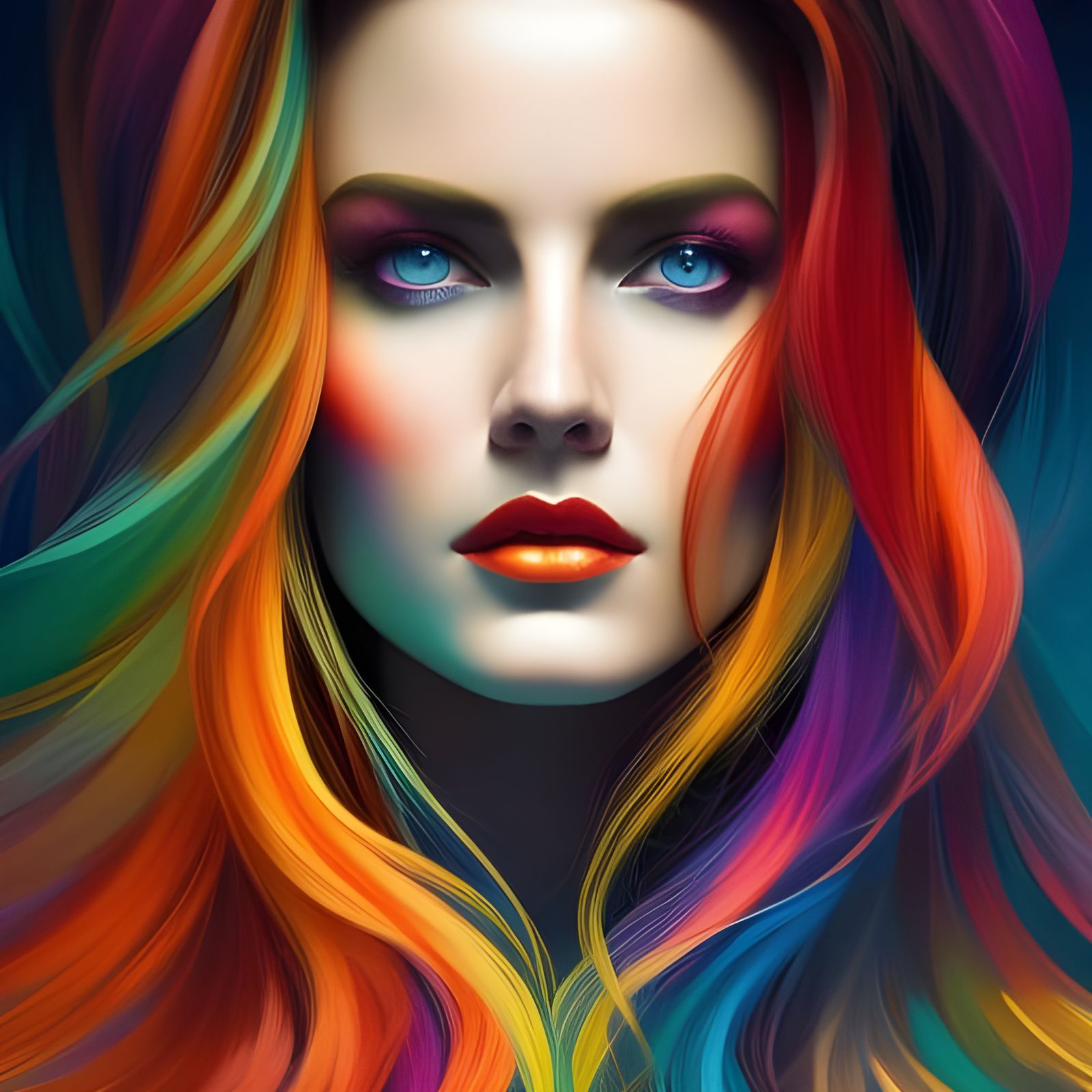Rainbow Woman Portrait in Hyperdetailed Style