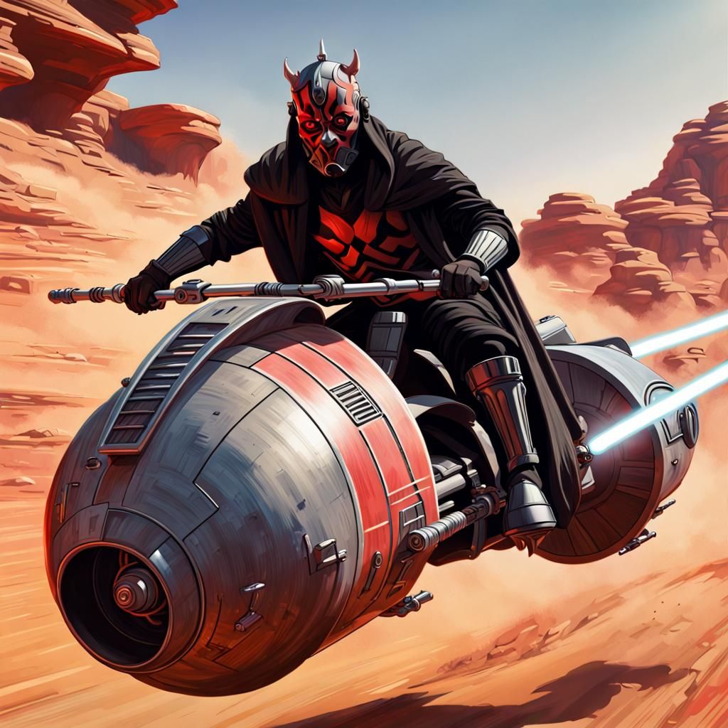 Darth Maul Jousting on Speeder Bike: Hyperrealistic Concept ...