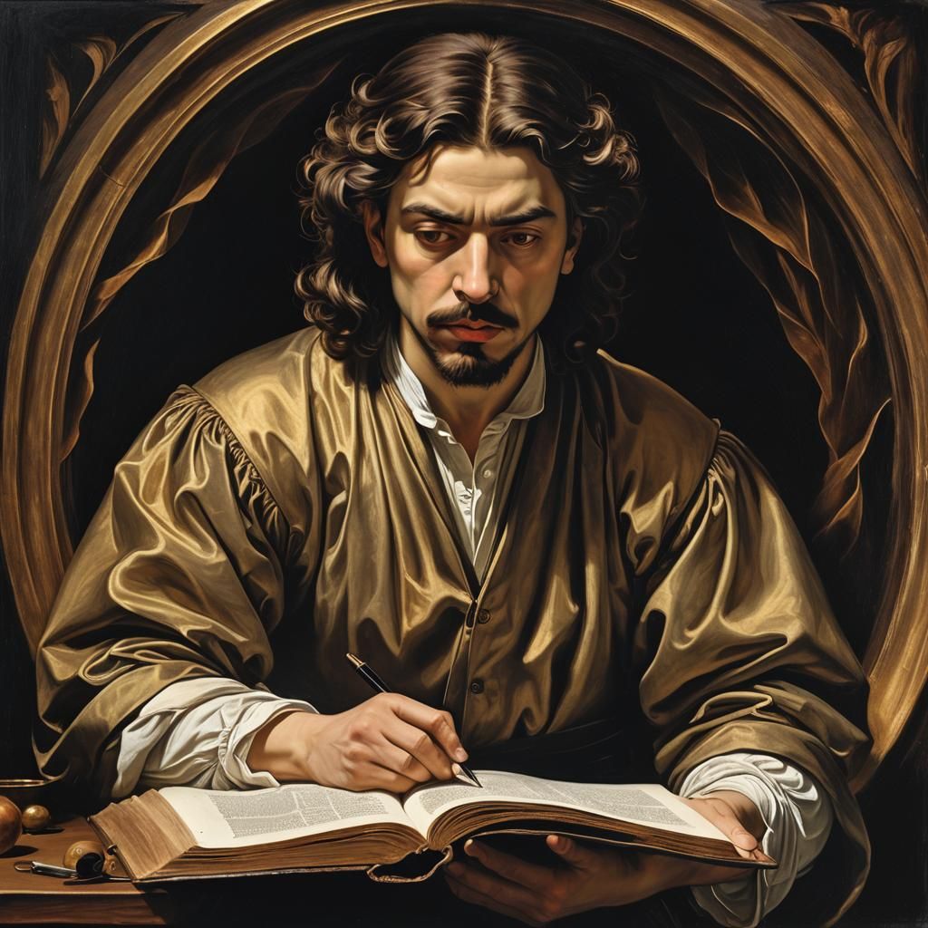 Eerie Portal Appears in Book, Oil Painting