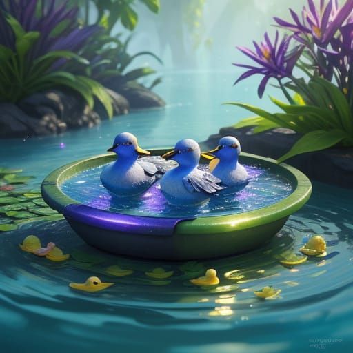 Enchanted Rubber Duck Wonderland in Vibrant Fantasy Style