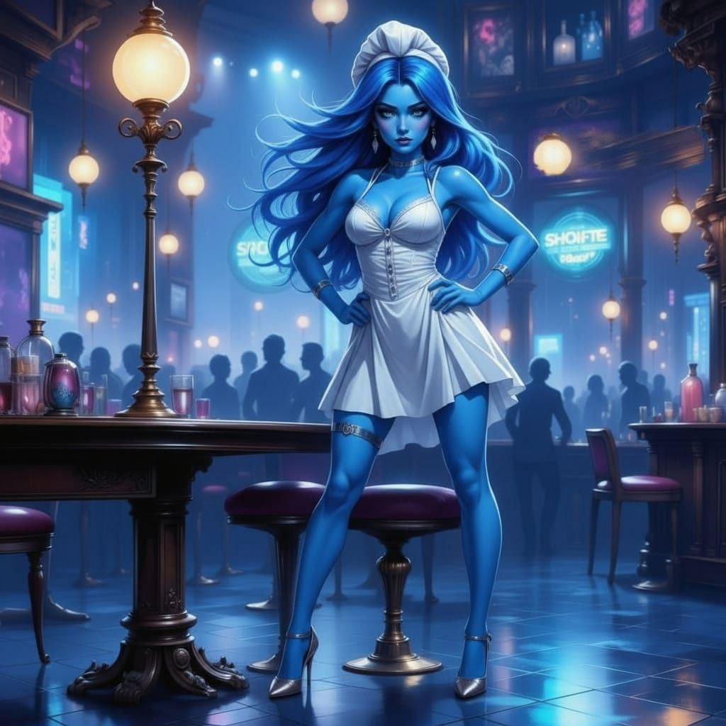 Smurfette as Exotic Dancer in Anime Style