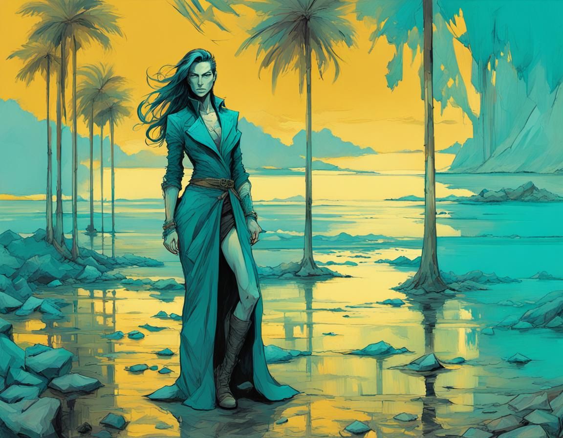 Striking Portrait in Teal and Complementary Colors