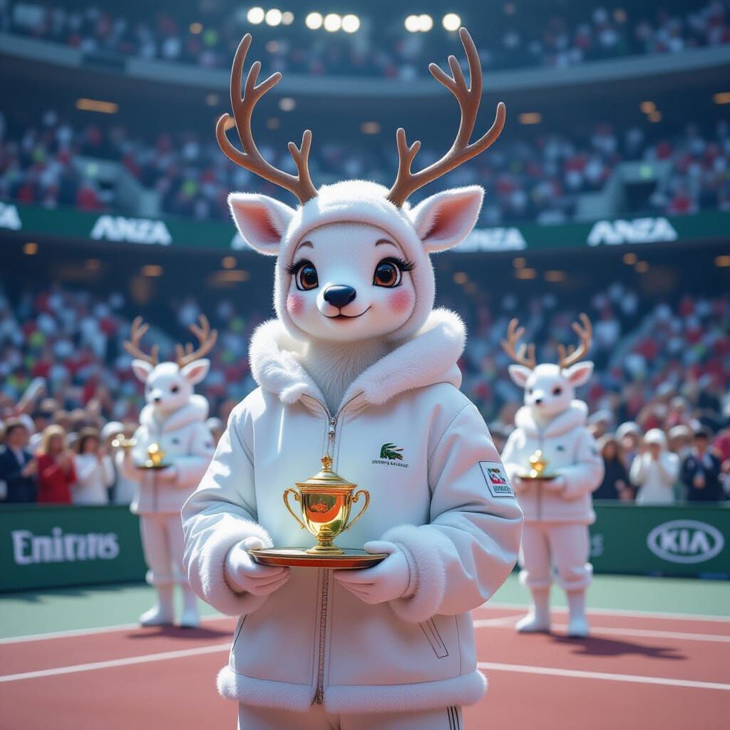 Reindeer Plays Tennis in Surreal Digital Art